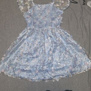 Rare Editions Light Blue Floral Kids Dress